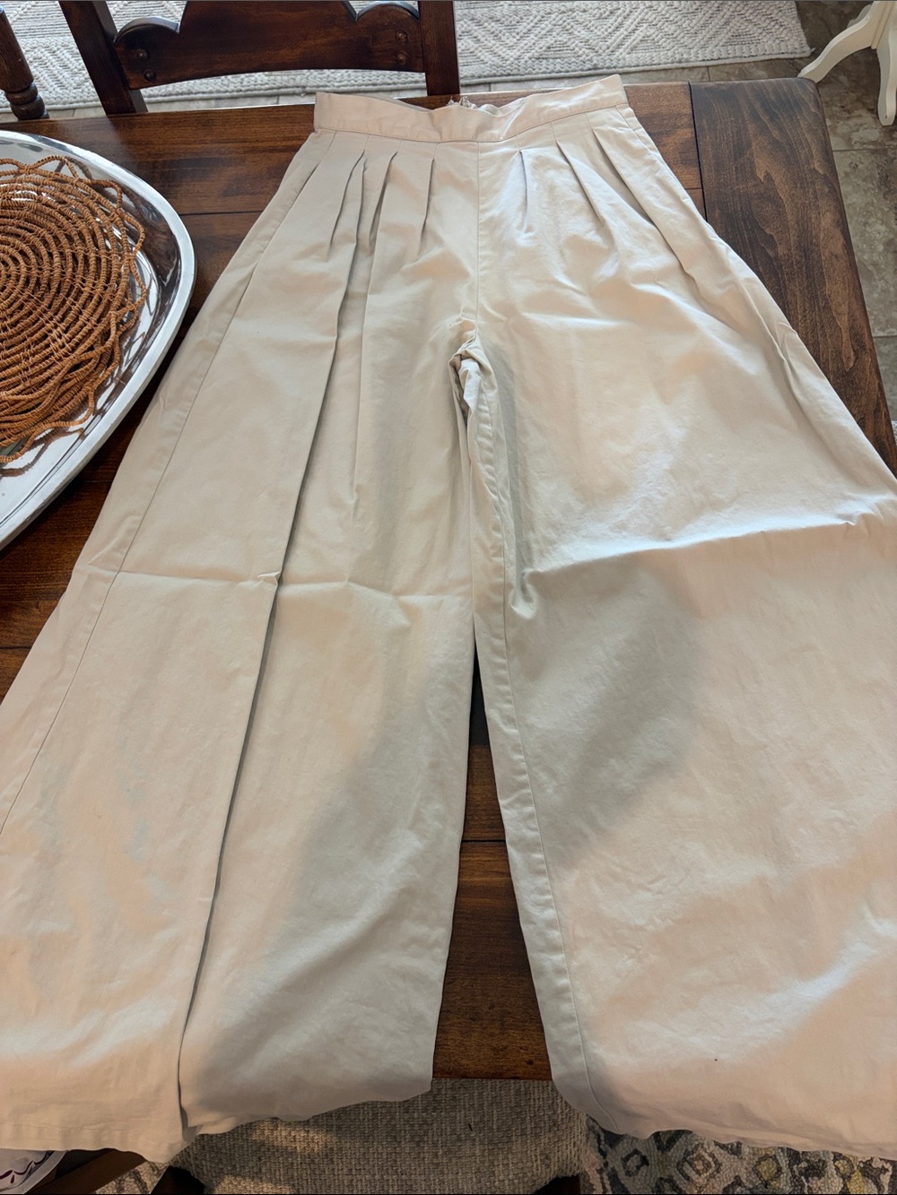 Corey Lynn Calter Neutral Cream High-Rise Trousers
